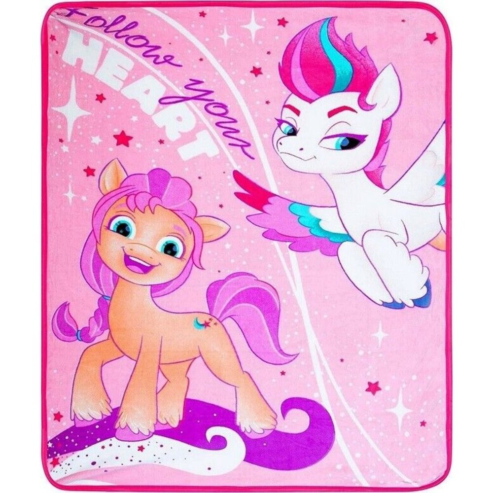 New My Little Pony Sunny Zipp Plush Fleece Throw Gift Blanket Ponies Heart Pink